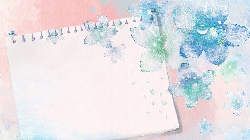 淡い花とスケッチブックのイラスト